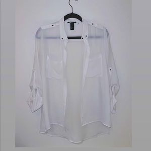 Oversized White Mesh Top